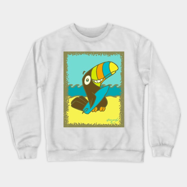 Surfin' Toucan! Crewneck Sweatshirt by ErinKantBarnard